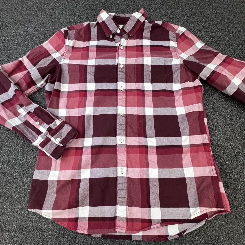American Eagle Shirt Mens M Red Plaid Long Sleeve Button Up Pocket Casual